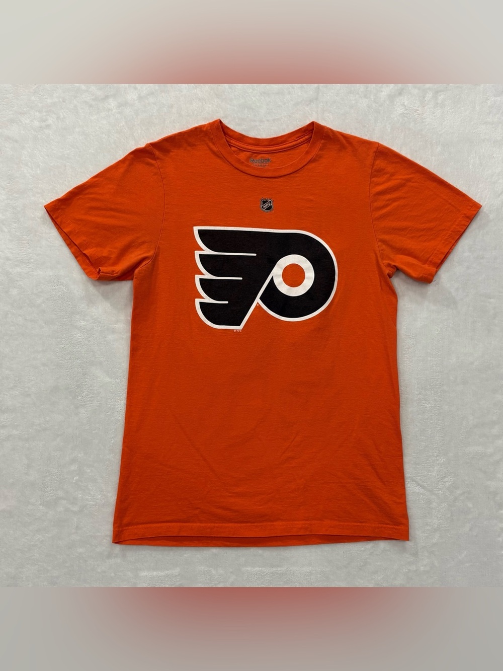 Reebok NHL Philadelphia Flyers Michael Del Zotto #15 Orange T-Shirt Men’s Size S